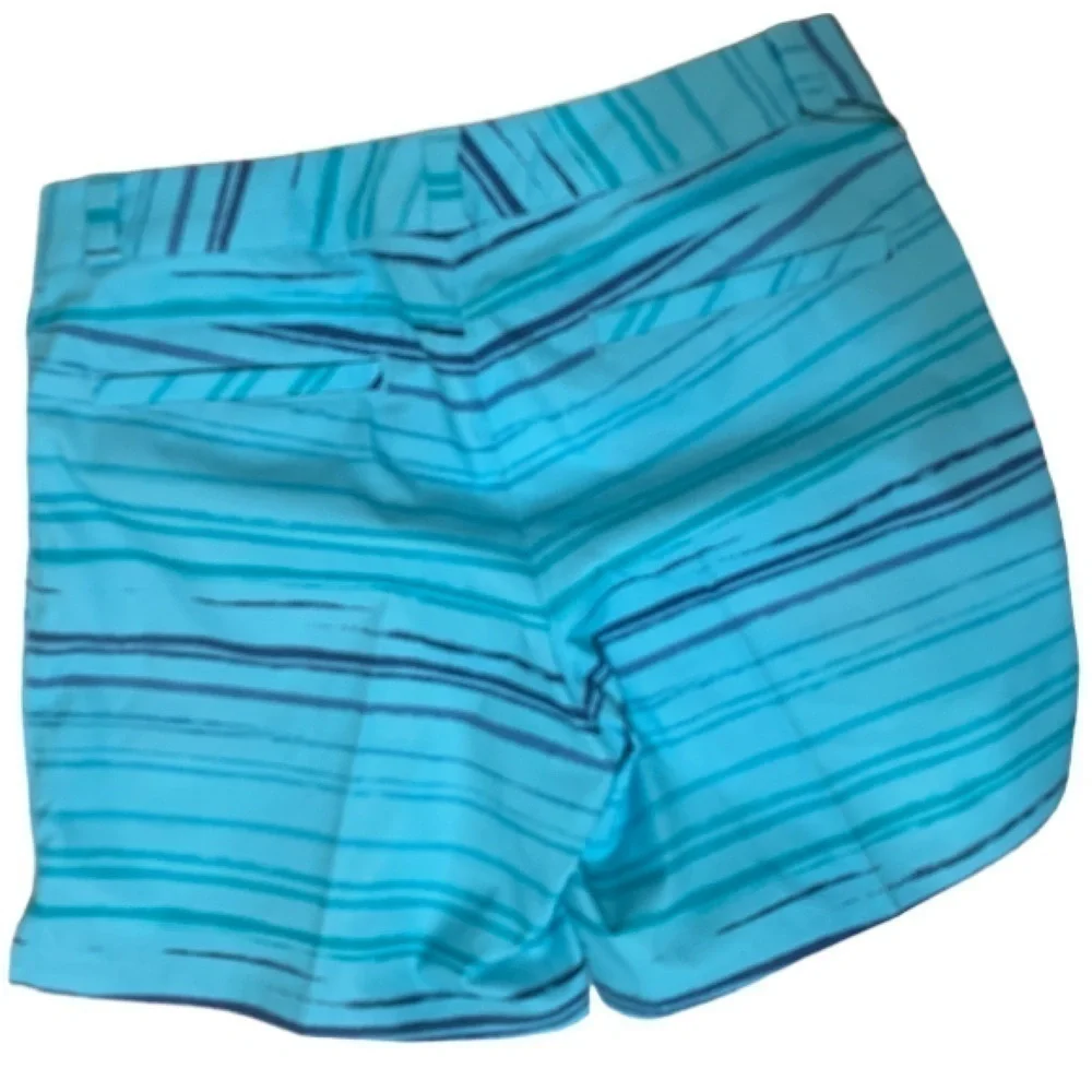 NWT Adidas Girls Junior Golf Short small and medium Turquoise with Blue Stripes